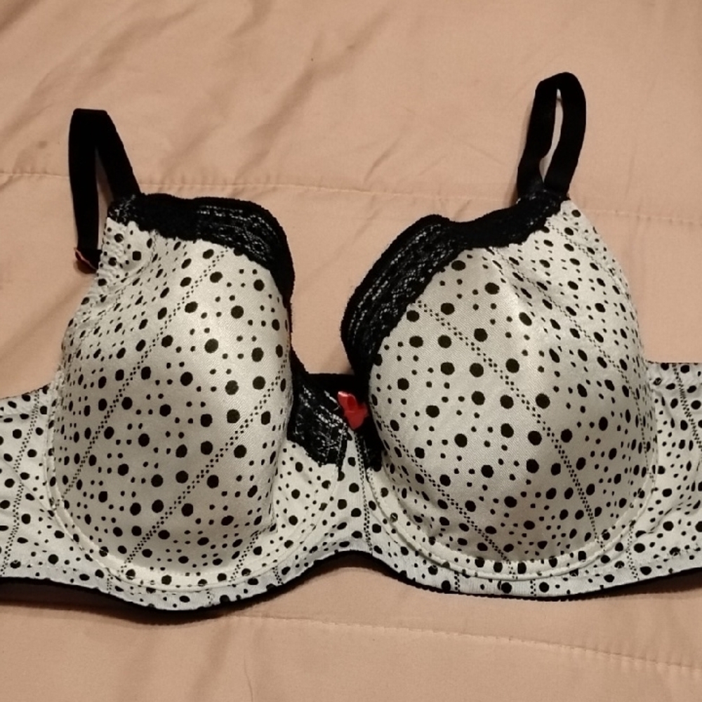 Black and White Polka Dot Bra with Padded Cups